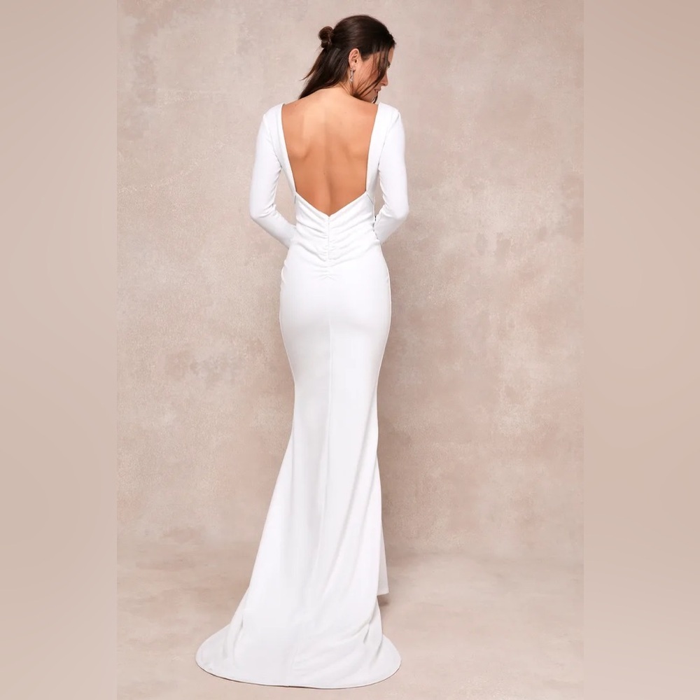 Lulus Extravagant Love White Backless Long Sleeve
Ruched Maxi Dress - Picture 2 of 5